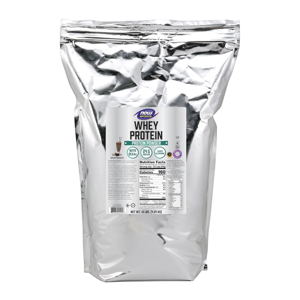Nu Foods Sports Nutrition, Whey Protein, 24 g Med BCAA, Creamy Chocolate Powder, 10 pund