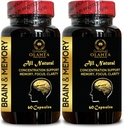 Muisti pillereitä aivoihin - Brain Booster täydentää muistia, keskittyä, selkeys, energia, suorituskyky, tukee terve aivojen toiminto, muisti & Immunity - 2 pullot 120 kapselia