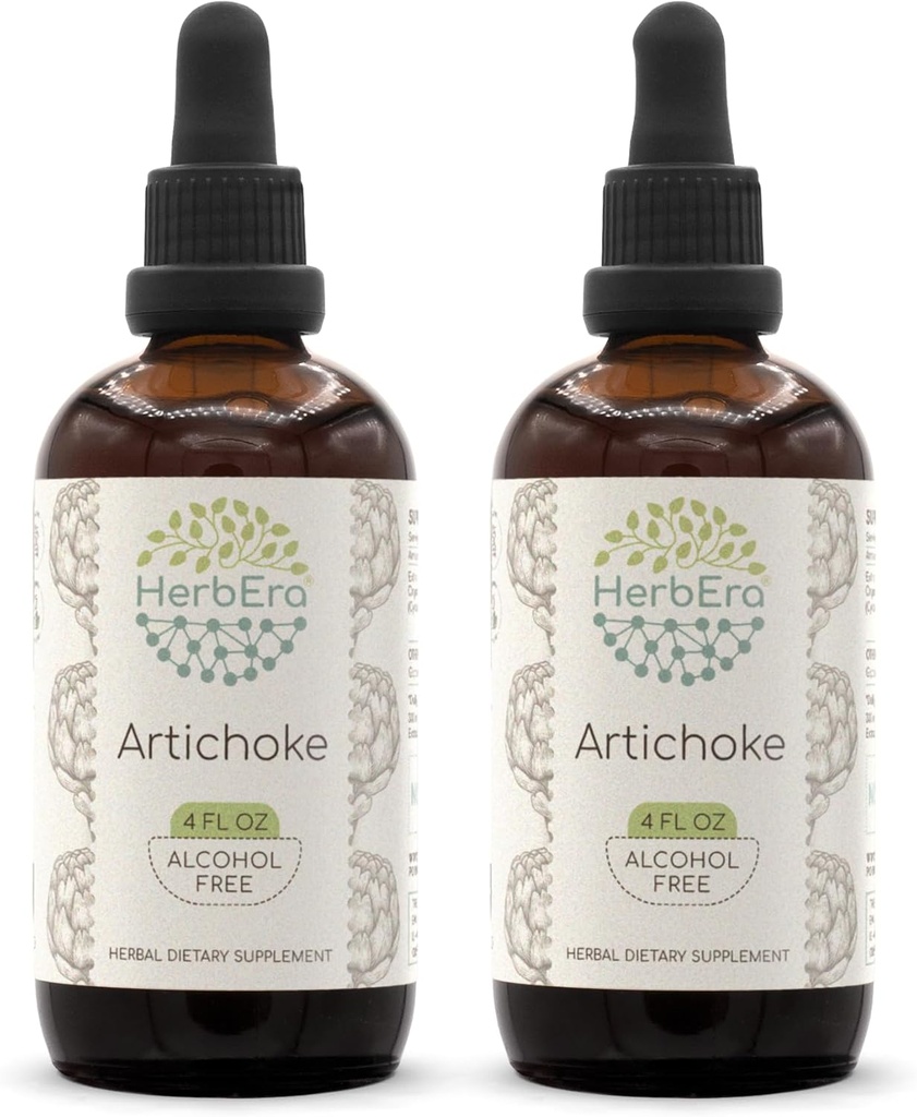 HerbEra Artichoke B120 (2pcs) Alkoholfri Herbal Extract Tincture, Concentrated Liquid Drops Natural Artichoke (Cynara scolymus) Torkad Leaf (2x4 fl oz)