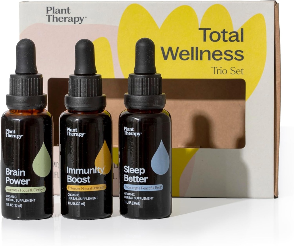 Plant Therapy Total Wellness Trio Set 30 ml Jokainen Immuniteetti Boost, aivojen teho ja uni paremmin