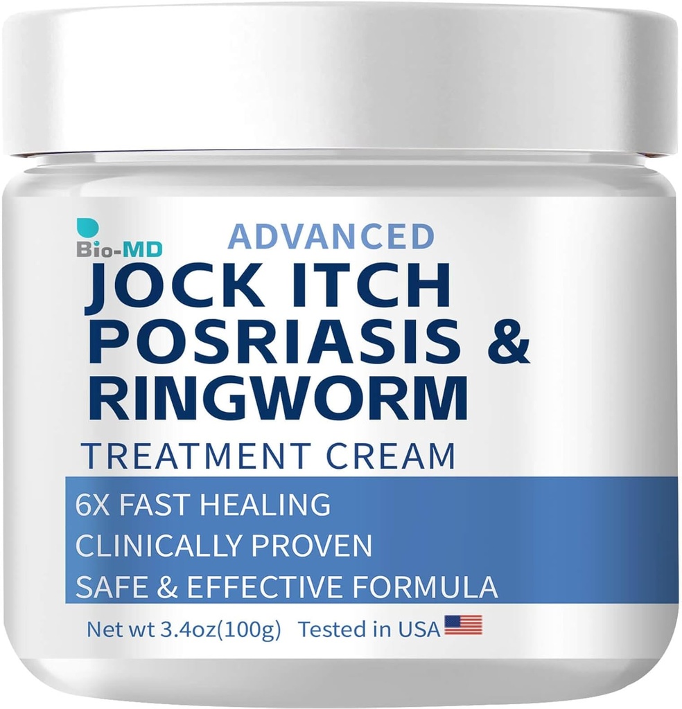 Bio-MD Jock Itch Cream, Jock Itch Cream Extra Strength för Män & Kvinnor, Psoriasis Cream, Ringworm Behandling för människor, Itch Cream - Kraftfull och snabb lättnad