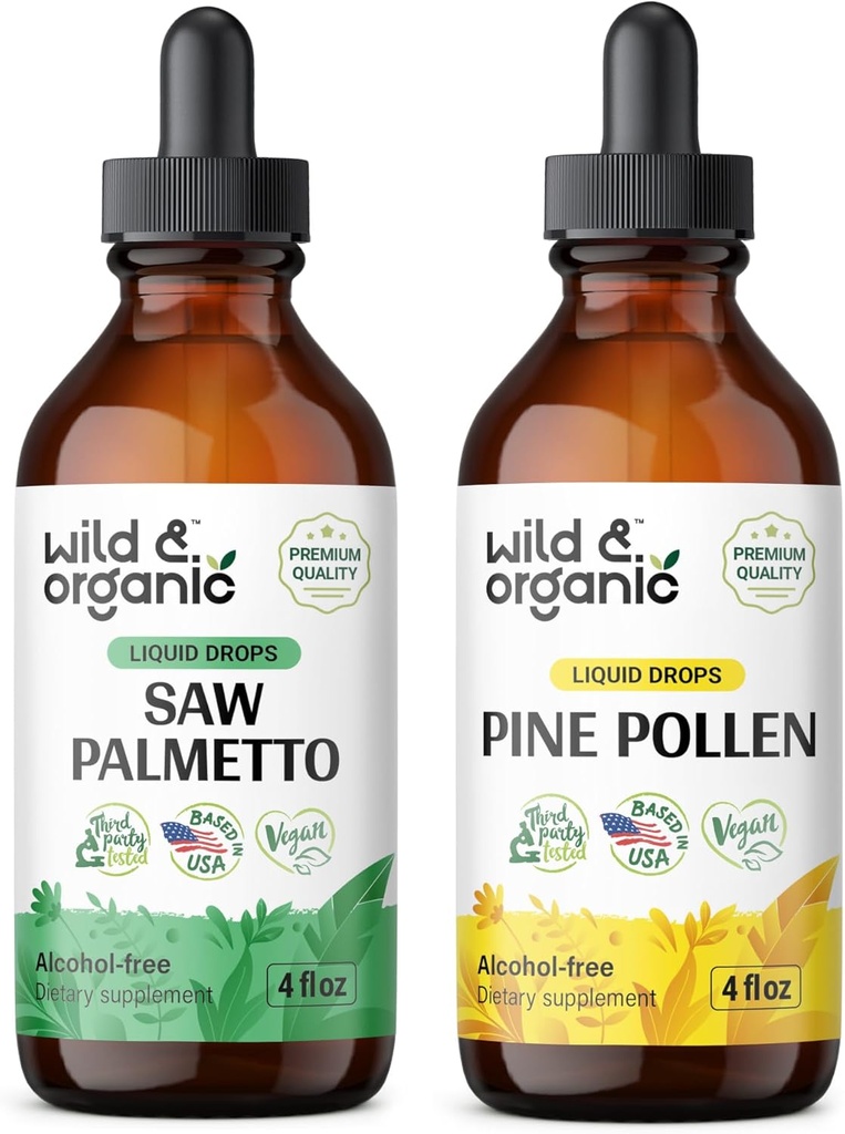 Wild & Organic Saw Palmetto Tincture 4 fl oz & Pine Siitepöly 4 fl oz