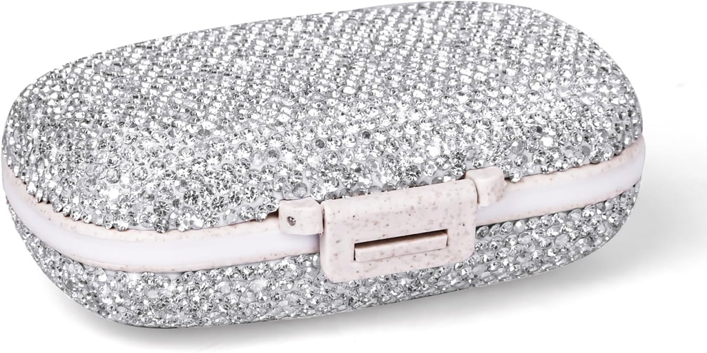 1Pack Travel Pill Organizer, 8 Compartments Portable Pill Case, Small Pill Box för Pocket Purse Portable Medicine Vitamin Container (Sparkling Silver)