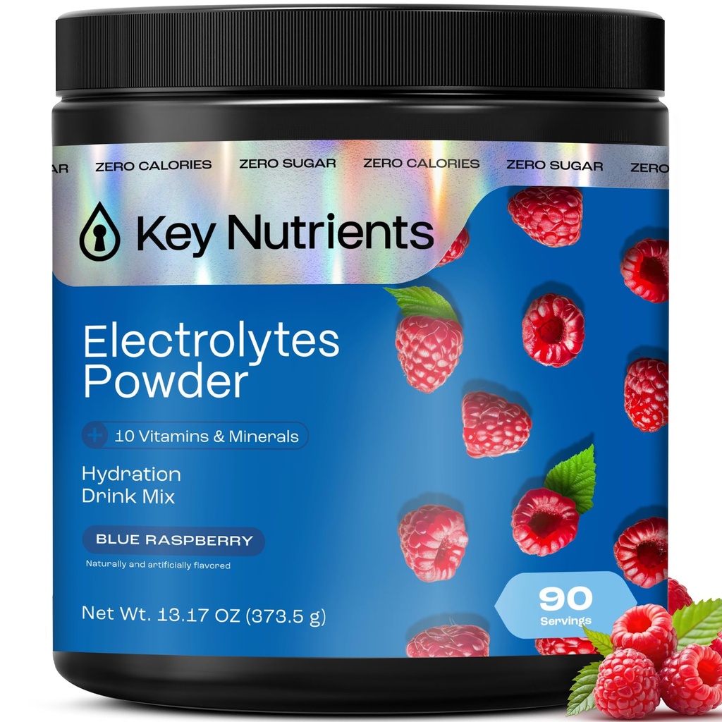 Avainaineet Multivitamiini Elektrolyyttejä Powder Ei sokeria - Sweet Blue Vadelma Elektrolyytti Powder - Endurance & Energy Supplement - Hydration Powder - Ei kaloreita - 90 Tarjoilut - Valmistettu USA