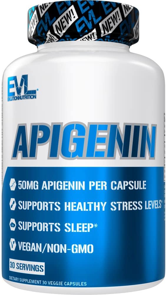 Evlution Pure Apigenin Supplement Kamomile Extract - Rentouttava Apigenin 50mg Bioflavonoidi Stressi ja mieliala Tuki ravitsemus Korkea Biosaatavana Vegaani ei-GMO Herbal Sleep Supplement