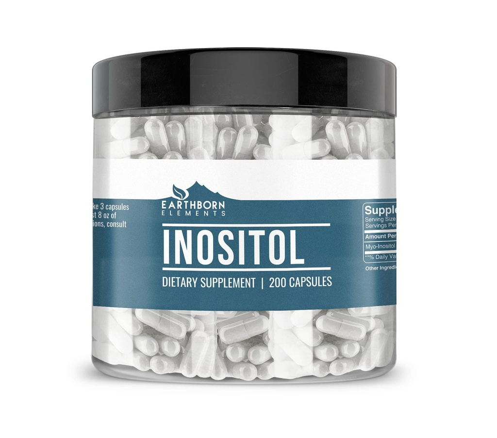 Maassa syntyneet elementit Inositol 200 kapselia, puhdas ja laimentamaton, ei lisäaineita