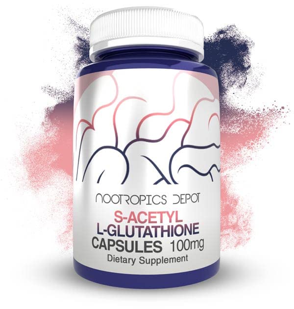 S-Acetyl L-Glutathione Capsules | 100mg | 180 greve | High Bioavailabliity Glutathione | Nootropics Depot