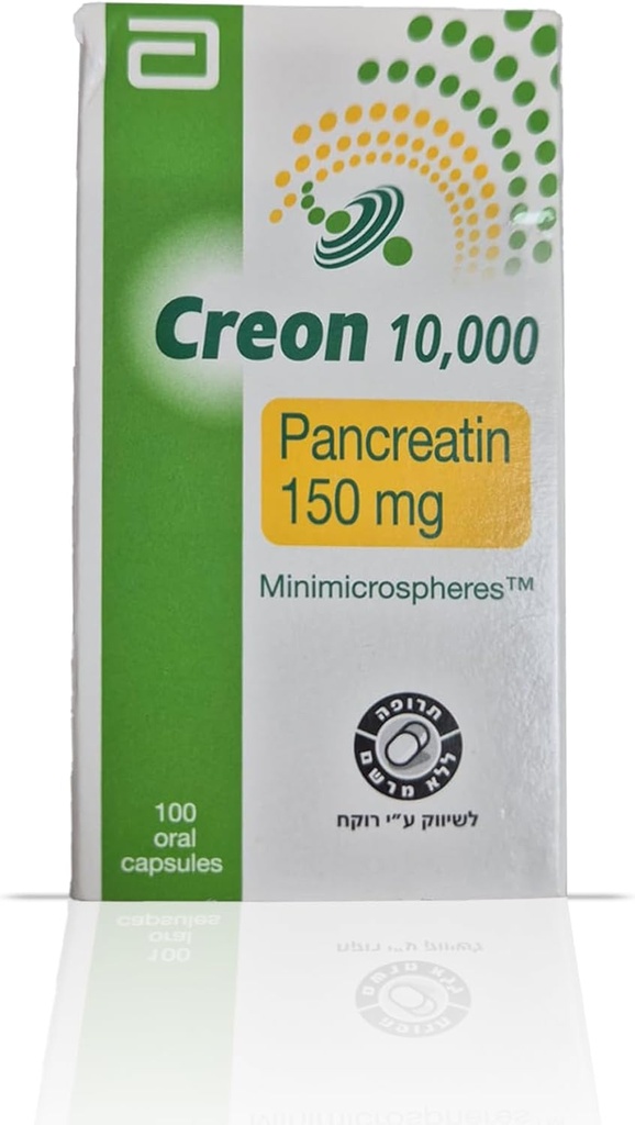 Creon 10 000 Enzyme täydentää haiman vajaatoimintaa - tukee digestiota Lipaasi, Proteaasi, Amylaasi - 100 kapselia
