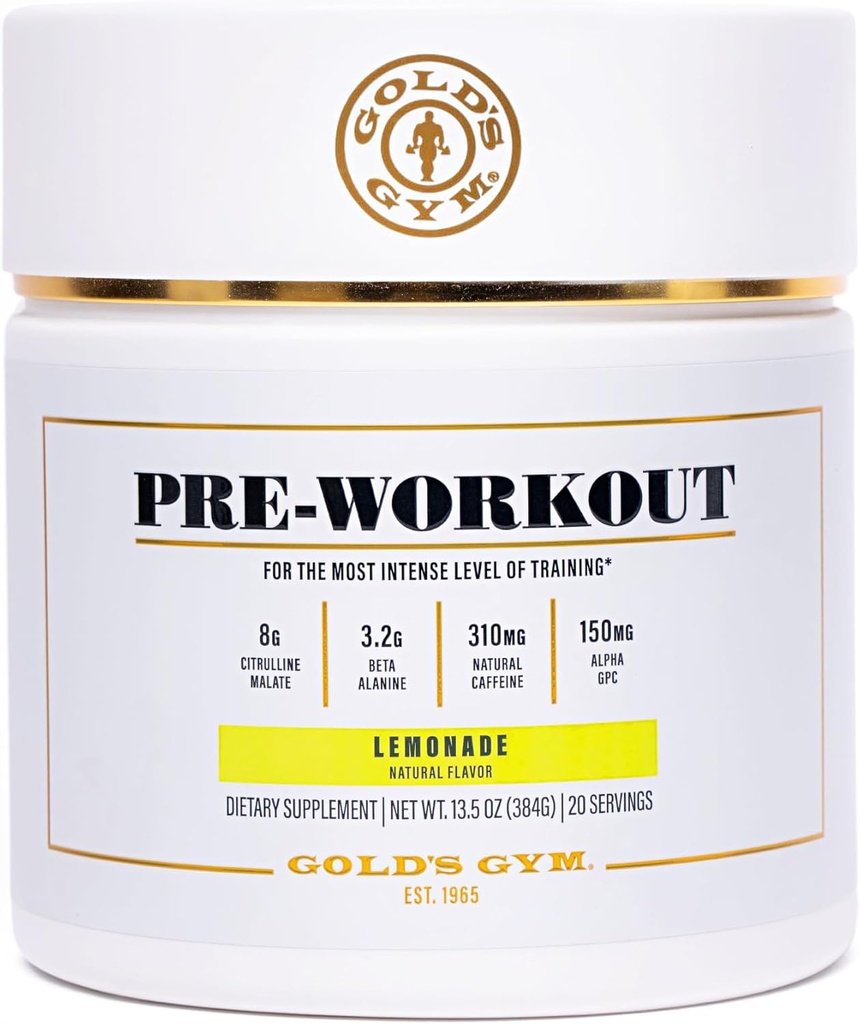 Gold's Gym Nutrition Pre-Workout Powder | Soy-Free, Keto, Vegan Pre-Workout med Green Coffee Bean Natural Caffeine, L-Citrulline, Beta-Alanine och Antioxidanter, 20 portioner (Lemonade)