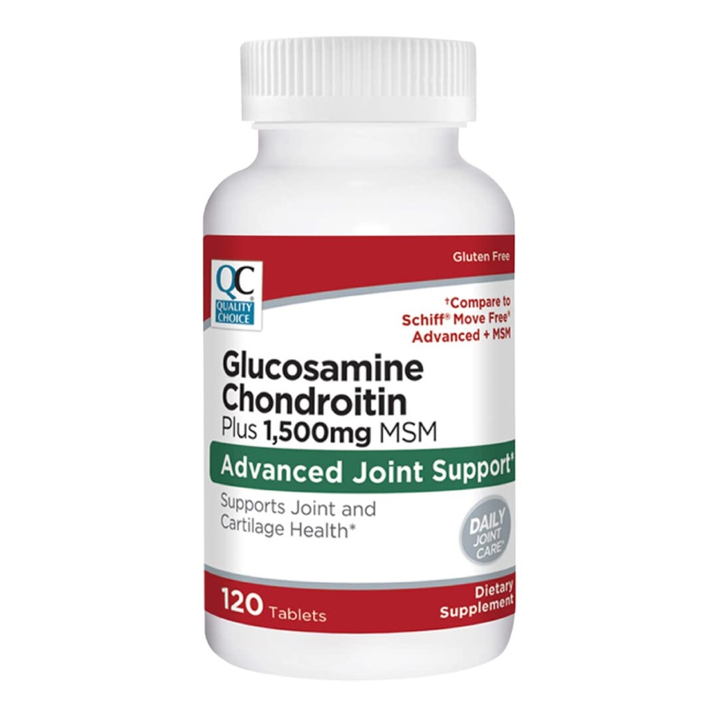 Quality Choice Glukosamiini 1500 mg ja kondroitiini ja MSM Joint ja Cartilage Health Dietary Supplement 120 tablettipullo (3 pakkaus)