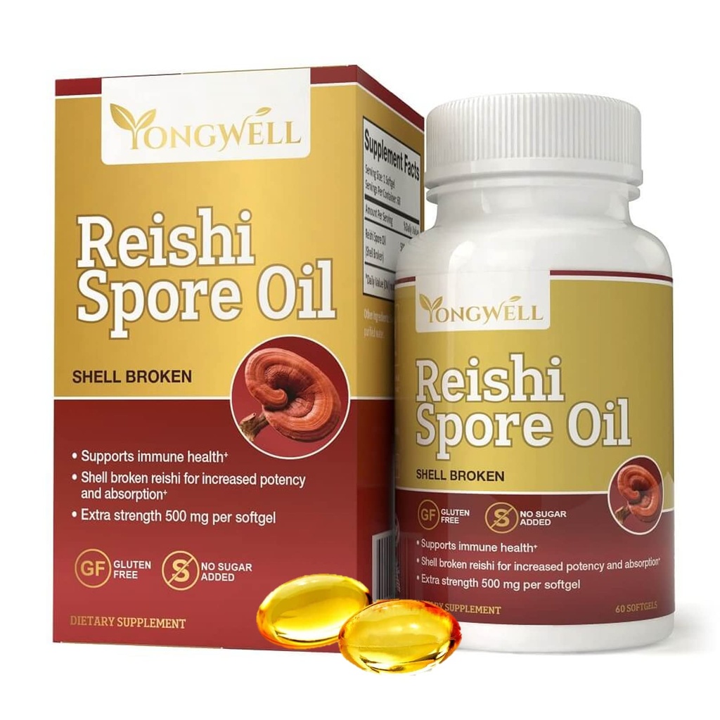 Reishi Spore Oil Shell Broken Extra vahvuus 500mg (60 Softgels)