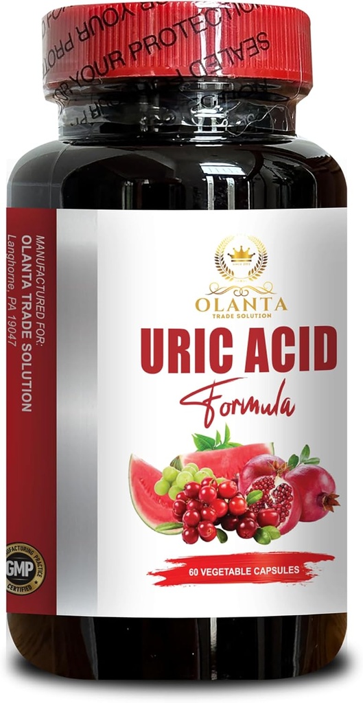 URIC Acid Support - Tuki normaali virtsahappoa tortilla kirsikkauute, virtsahapon flush & niveltuki pillereitä, virtsahapon vitamiini - 1 pullo 60 kapselia