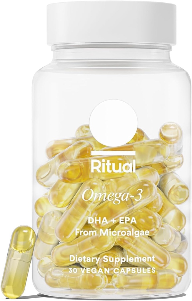 Rituaali Omega 3 - Vegaani - Tiede-Backed annos DHA & EPA rasvahappoja 2:1 suhde, biosaatavissa, aivojen ja sydämen terveystuki, Minimal Burp-Back, kestävästi lähdetään Microalgae, 30 päivän tarjonta