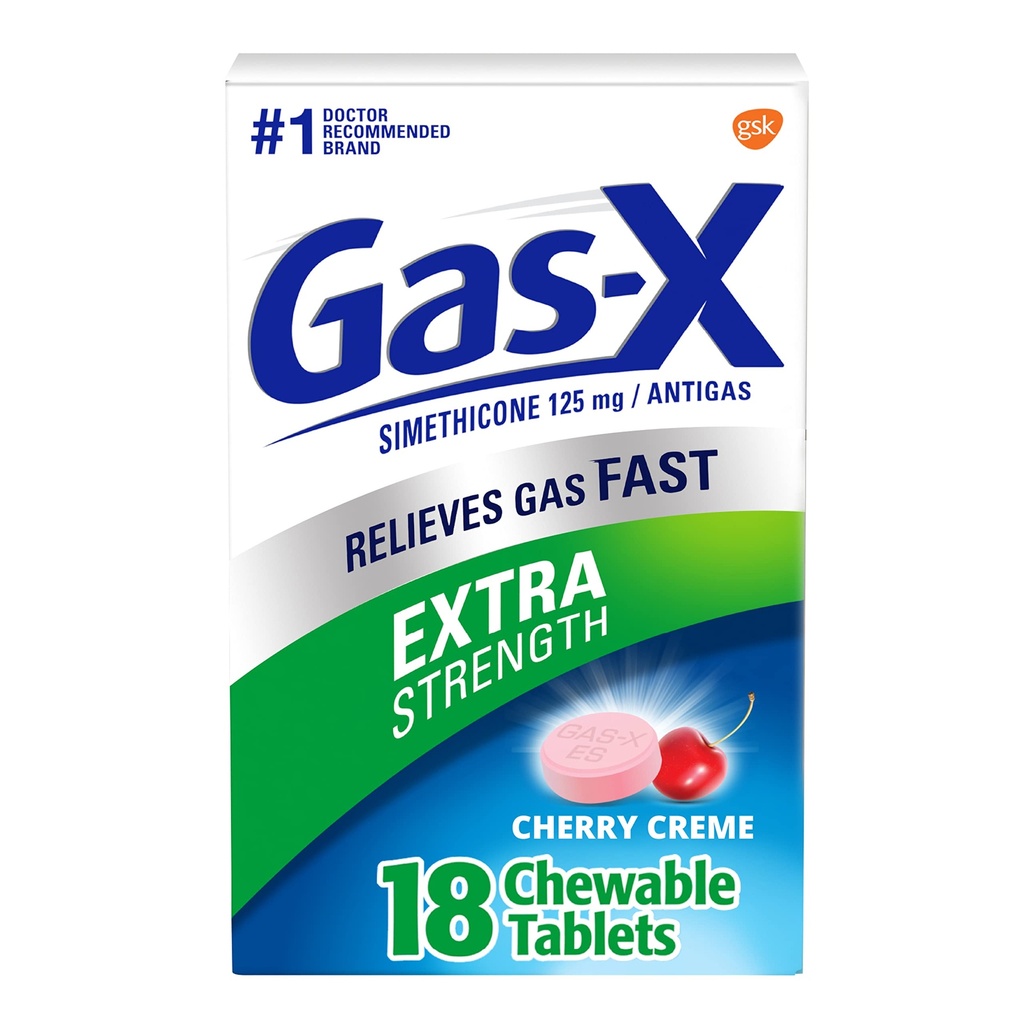 Dulcolax Yöllä Relief Laxative Tablets, Bisacodyl 5 mg, 50 Count & Gas- X Extra Strength Purutabletti, Simetikoni 125 mg, Cherry Flavor - 18 Count Bundle