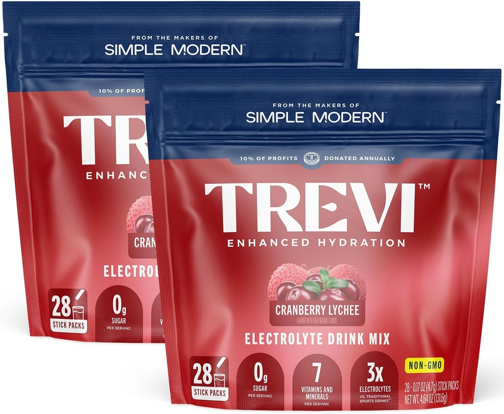 TREVITM Sokerittomat Elektrolyytit - Drink Mix Hydration Powder Packetit - 56 Count - Cranberry Licee