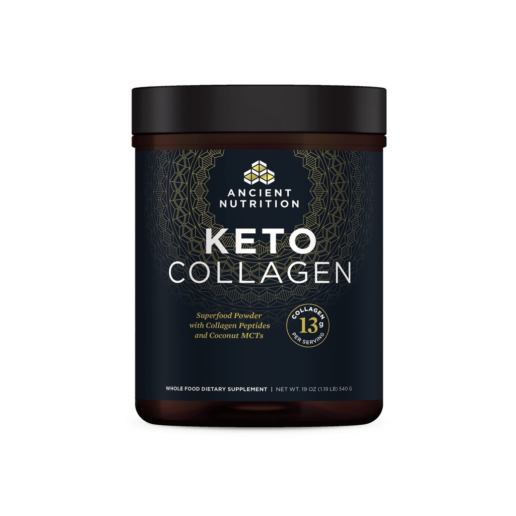 Ancient Nutrition Keto Collagen Powder Drink Mix, Keto ruokavalio täydentää MCT, Hydrolysed Collagen Peptides tukea terve iho ja nivelet, 30 Tarjoilut, 19 oz (Pakkaus toukokuussa Vary)