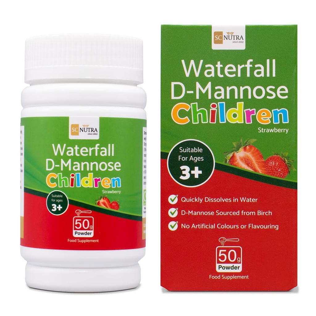 sc nutra Waterfall D-Mannose Children Mansikka - Lapset D-Mannose Luonnollisesti peräisin koivu (Sweet Cures)