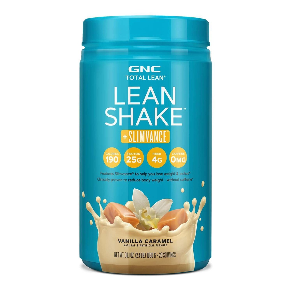 GNC Total Lean Shake + Slimvance, kofeiiniton proteiinijauhe, auttaa vähentämään kehon painoa, vaniljakaramelli, 20 tarjoilua
