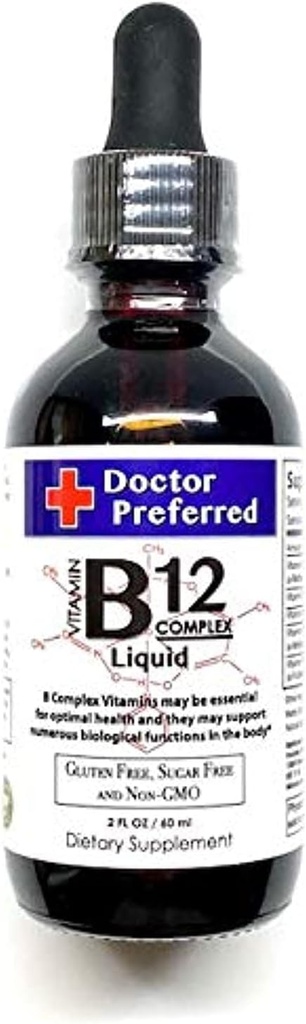 B12-vitamiini Kompleksinen nestemäinen sublinguaalinen tippa nopea imeytyminen B2, B3, B5, B6 ja B12.