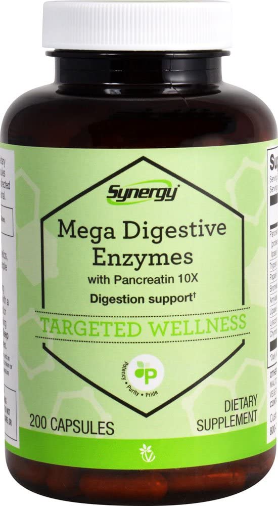 Vitacost Synergy Mega Digestive Enzymes med Pancreatin 10X - 200 kapslar