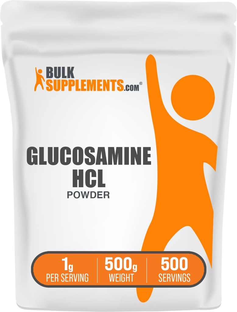 BulkSupplements.com Glukosamiini HCl Powder - Glukosamiini Supplement, Joint Support Supplement - Gluteeniton, 1 g per tarjoilu, 500g (1,1 lbs) (Pakkaus 1)