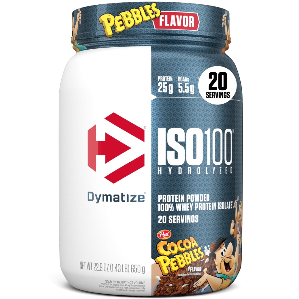 Dymatize x Cocoa Pebbles ISO100 Whey Protein Powder Isolate, 25g Protein, 20 portioner, 5,5 g BCAA, 120 Cal., Gluten Free, 1g Fat, 1g Sugar, 2g Carb