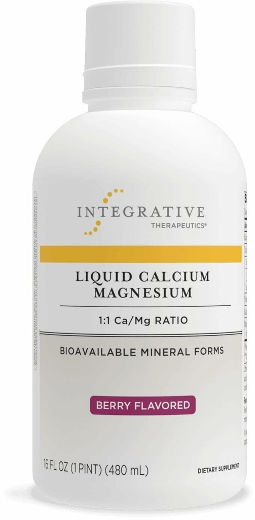 Integratiivinen Therapeutics Nestemäinen kalsium Magnesium - Nestemäinen Supplementti, joka tukee luun terveyttä* - Sisältää D3-vitamiinia & a Magnesium Complex - Gluteeniton & Dairy-free - Berry, 16 oz (32 tarjoilua)