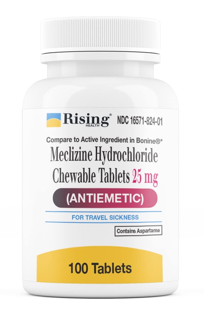 Rising Health Motion Relief and Pahoinvointi - Meclitzine HCL 25mg - Pahoinvointilääkkeet, Motion Relief purutabletit (100)
