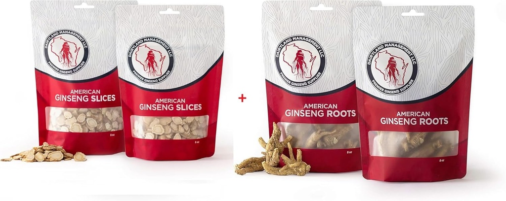 Dairyland American Ginseng Slices and Roots - 16 oz Pack Jokainen Wisconsin Ginseng 