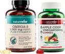 NatureWise Omega-3 Fish Oil 1000mg E 180-Count+ Apple Sider Viinietikka Gummies 500mg kanssa B12, 60-Count (Vegan Gummy) - Bundle Heart, Eye, Ruoansulatus - Gluteeniton, soija-vapaa, ei-GMO