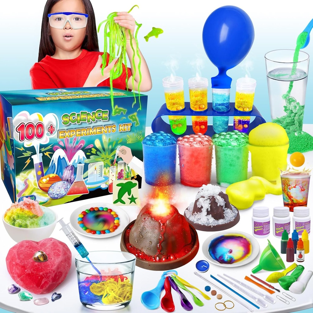 UNGLINGA 100+ Science Lab Experiments Kit lapsille, S.T.E.M Project Activities Koulutus syntymäpäivälelut Lahjat pojille Tytöt, Kemiasetti, Gems Dig, Volcano, Glowing Worms