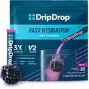 DripDrop Hydration Packets - Berry - Single Serve Electrolytes Powder Drink Mix - Ei-GMO, Gluteeniton, Vegan - 32 Sticks