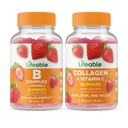 Elinkelpoinen B Complex + Kollageeni & C-vitamiini, Gummies Bundle - suuri maku, vitamiini täydentää, gluteeniton, GMO vapaa, purukumi