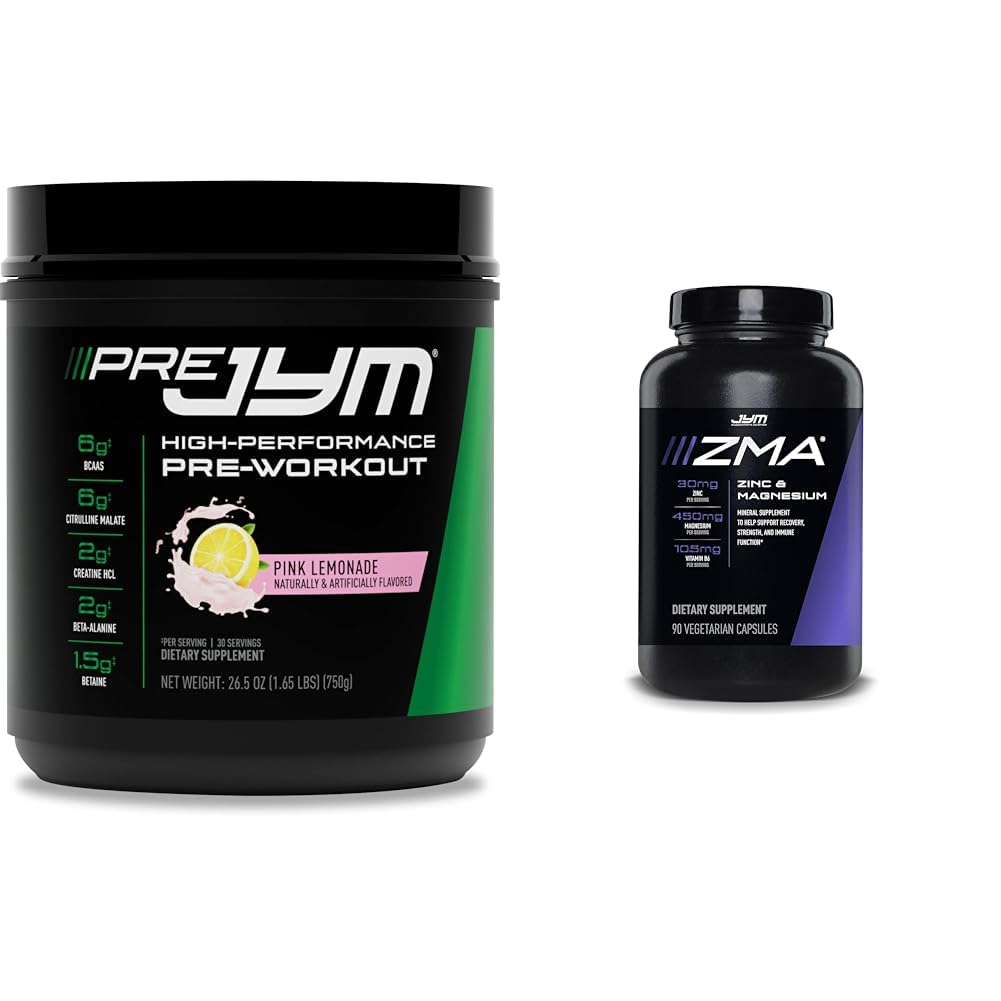 PRE JYM 30 Tarjoilut Vaaleanpunainen sitruunade & JYM ZMA Sinkki/ Magnesium kapselit täydentää 90 kasvissyöjä kapselit