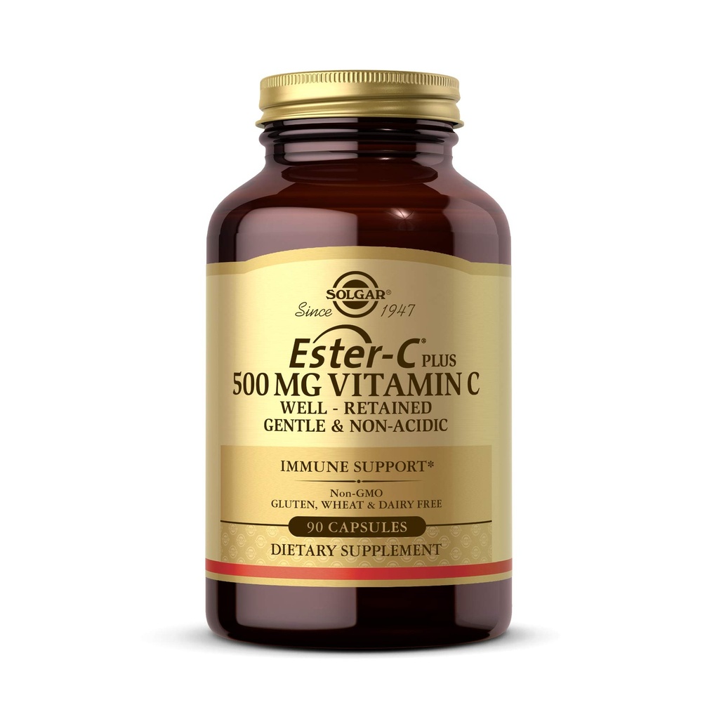 Solgar Ester-C Plus 500 mg Vitamin C med Citrus Bioflavonoider - 90 kapslar - Gentle & Non Acidic, Well Retained - 24-timmars Immune Support - Non-GMO, Gluten Free - 90 portioner