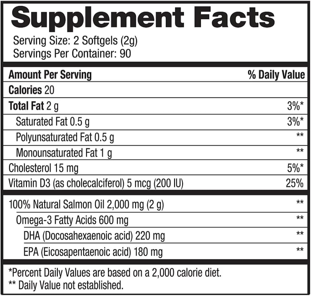 geneerinen Pure Alaska Omega-3 Wild Alaskan Salmon Oil 1000mg Softgels 180-Count