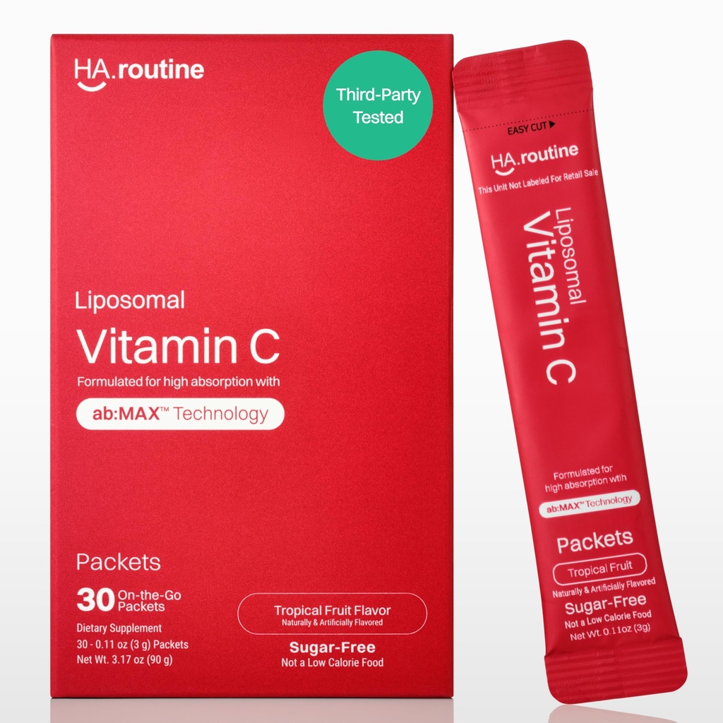 Liposomaalinen C-vitamiinijauhe, sokeriton aromiton Packets aikuisille, 500 mg On-Go Immune Support Supplement, Tehokas antioksidantti, energia Booster- 30x Packets, Tropical Fruit Flavor