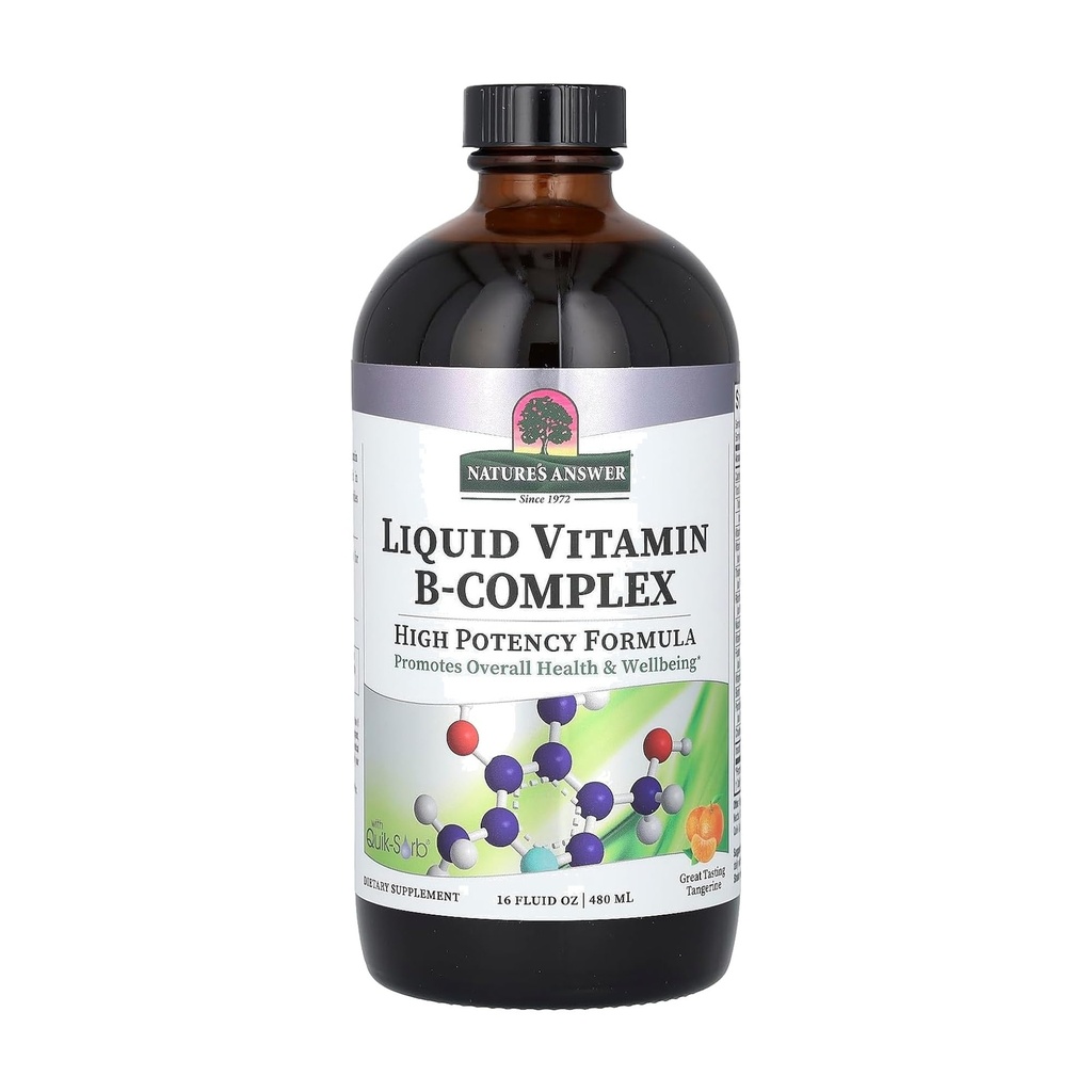 Naturens svar Liquid Vitamin B-Complex stöder hälsosam energinivåer | Främjar hälsosam nervfunktion | All-Natural Tangerine smak | Glutenfri och Benzoatfri 16oz