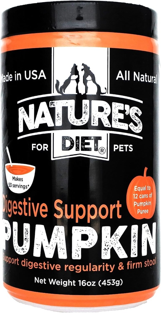 Nature's Diet Lemmikki Kuivattu Kurpitsajauhe Ruoansulatustuki Natural Firm Jakkara, Säännöllisyys (16 oz = 53 Tarjoukset)