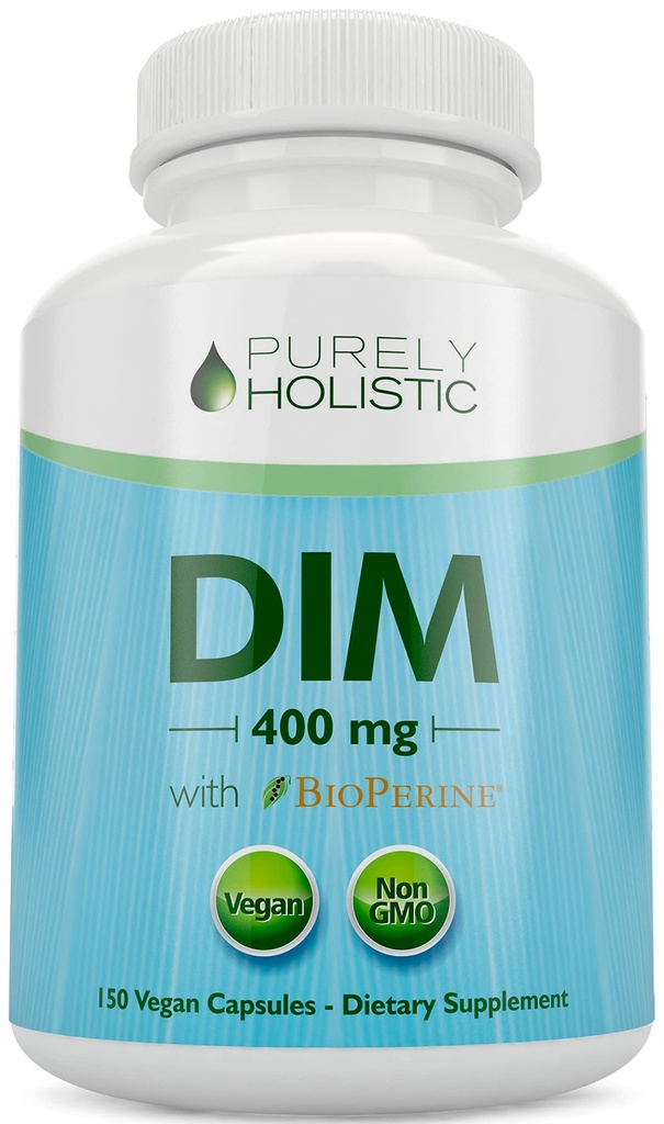 DIM Supplement 400mg Plus Bioperine - 150 Vegaanikapselia - 5 kuukauden tarjonta - Hormonitasapaino naisille ja miehille - suuri vahvuus diindolyylimetaani