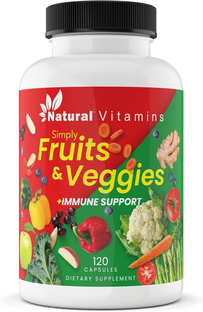 Fruits & Veggies Supplement Capsules - High-Potency Daily Wellness Blend - Förpackad med viktiga vitaminer, antioxidanter och mineraler - Stöder balanserad näring och optimal hälsa (Red & Green)