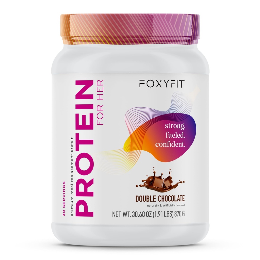 FoxyFit Protein for Her, Double Chocolate Whey Protein Powder with CLA and Biotin for a Healthy Glow (1,85 lbs)
