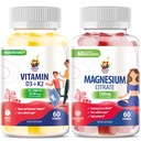 D3-vitamiini K2 Gummies 5000 IU - Immuuni- ja luusumutteet ja magnesiumjuomat lapsille ja aikuisille - 500 mg