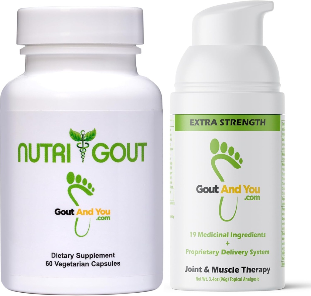 NutriGout Uric Acid Supplement ja Extra Strength Joint Discomfort Relief Upodical Cream