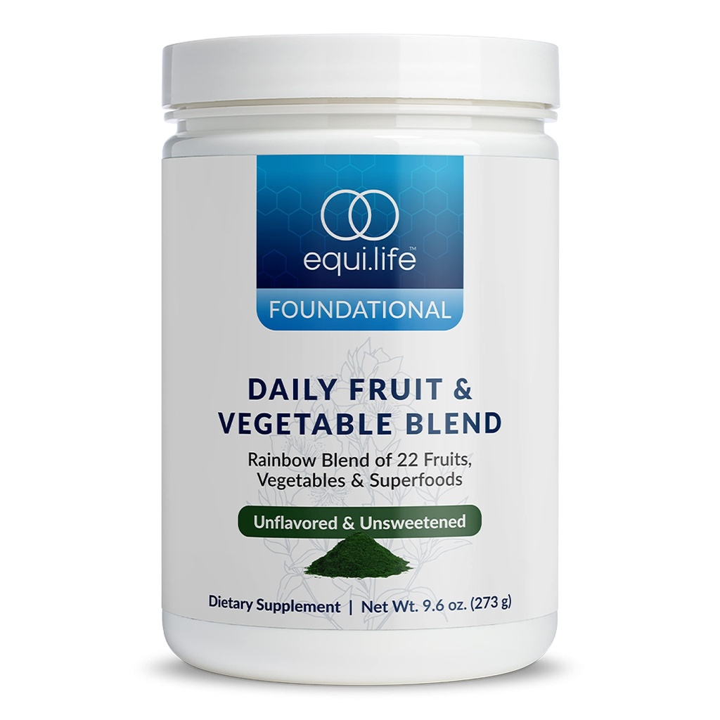 Equilife Daily Fruit & Vegetable Blend, Superfood Antioxidant Supplement med 22 Organic Fruits & Vegetables, Unflavored, Vitamin C, Fiber, 9 Essential Amino Acids, stöder energi, 30 portioner Tub