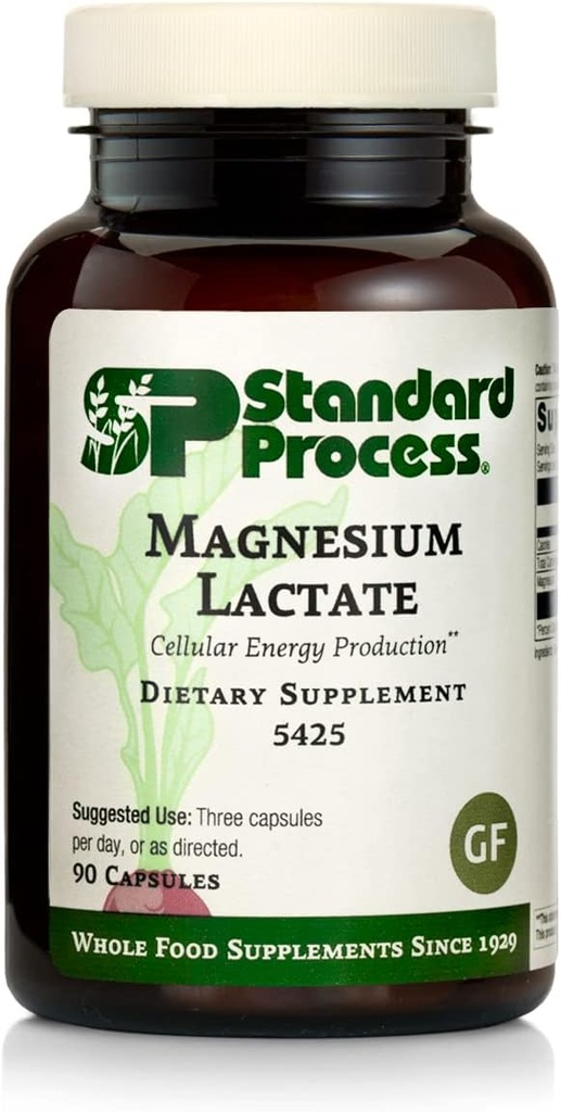 Standard Process Luu- ja lihastuki Bundle - Magnesium Lactate & Kalsium Lactate Supplement Kit - Ravintolisät Apu luun vahvuus ja tiheys - Tukee energian tuotantoa ja immuuni terveyttä