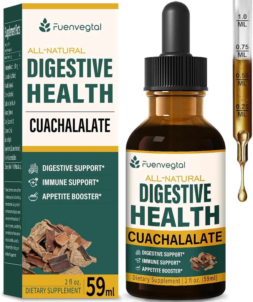 Cuachalalaatti Ruoansulatustippa: yrttien lisäravinteet w/Licorice Root, Voikukka, Mausteneilikka, Cancerina, & Kalawalla Otteet vatsavaivoihin, mahan terveyteen ja immuunijärjestelmän tukeen. 2oz