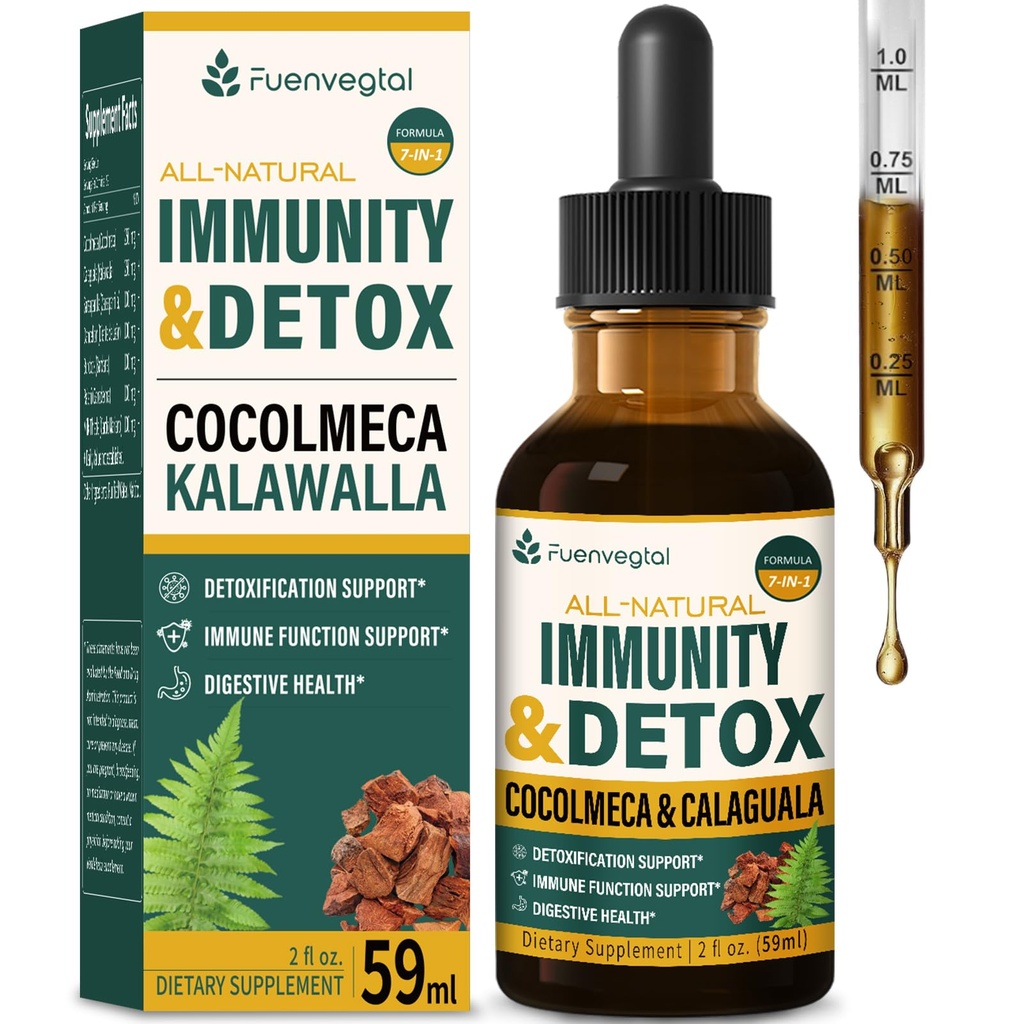 Cocolmeca Bark Immuniteetti & Detox Drop, Herbal Extract Polypodium Leucotomos Sarsaparilla Milk Thistle Supplement Support Detoxification, Immunomy System, Dgestive Health. 2oz