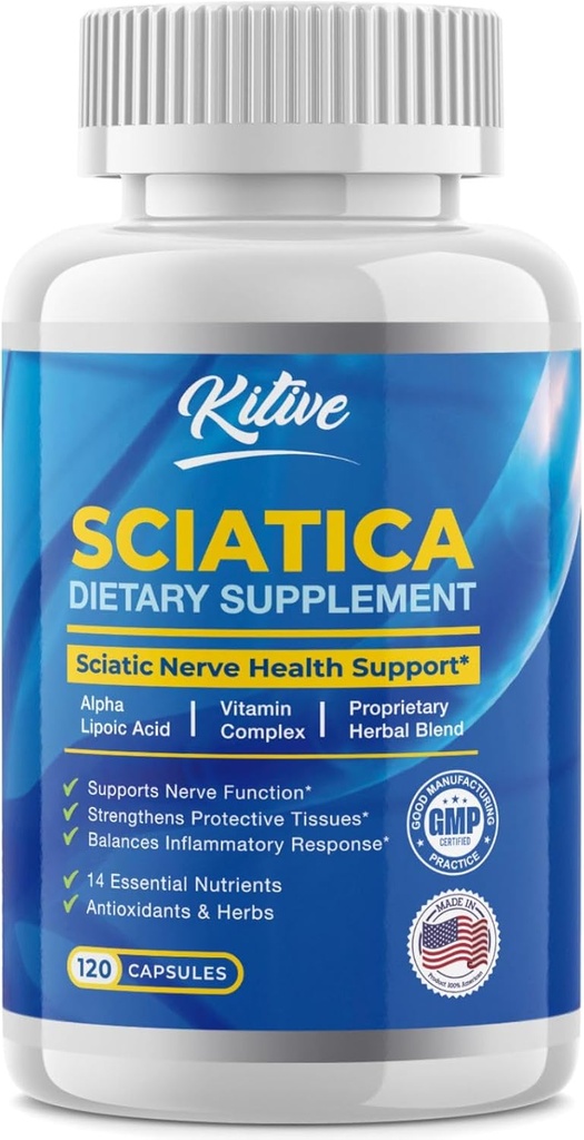 Sciatic Nerve Relief: Advanced Support Supplement for Sciatica ... Potent Alpha Lipoic Acid & Turmeric & Herbal Relief Ingredients ... Valmistettu Yhdysvalloissa, 120 kapselia (120 kapselia (Pakkaus 1), makuamaton.