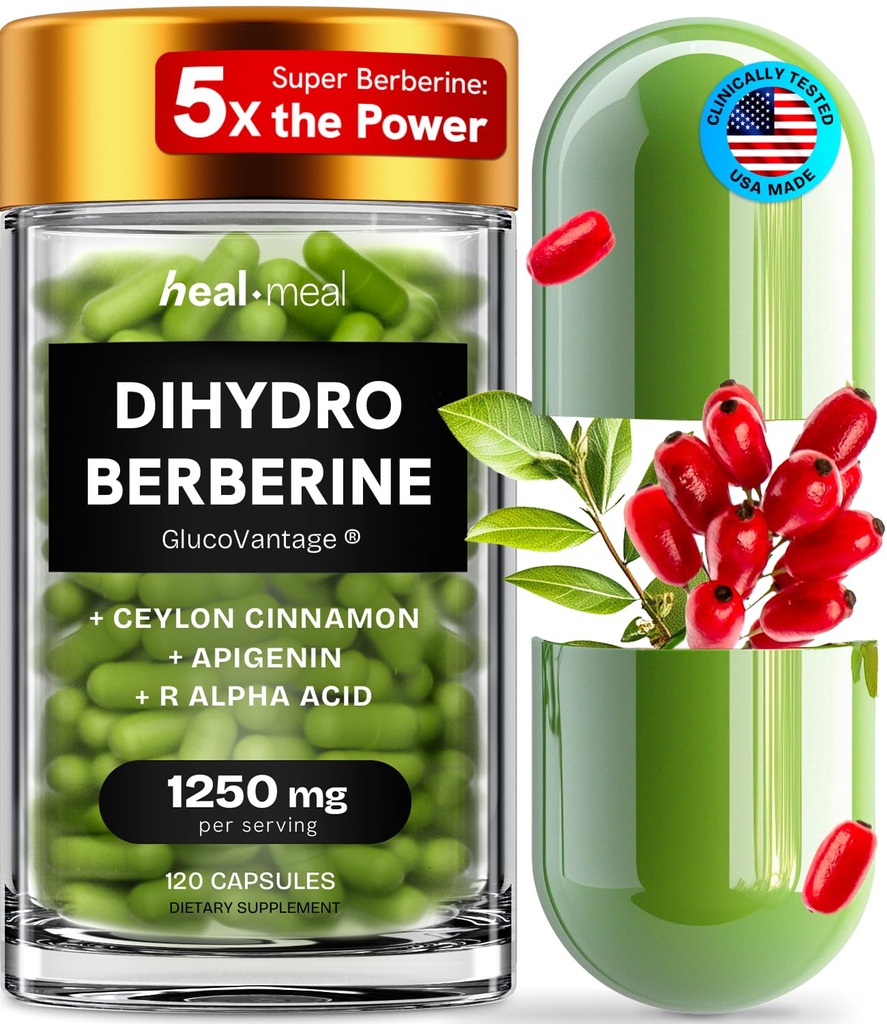 Dihydroberberiini Supplement - Dehydro berberiini Organic - Super berberiini Super täydennysosa Ceylon kaneli & R Alpha lipoic Acid & Apigenin - Hydroberiini 120 kapselia (1 pakkaus)